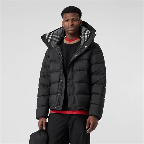 men's burberry puffer jacket|detachable sleeve hooded puffer jacket.